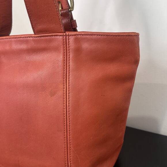 Vintage 90s Coach Red/Orange 4133 Waverly Leather Tote Bag w/ Original Hang Tag - Picture 14 of 14